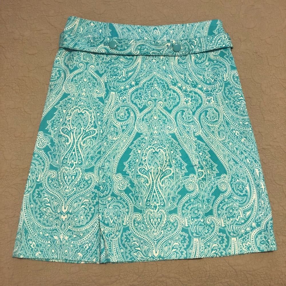 Teal & White Patterned Skirt - Sz 2P